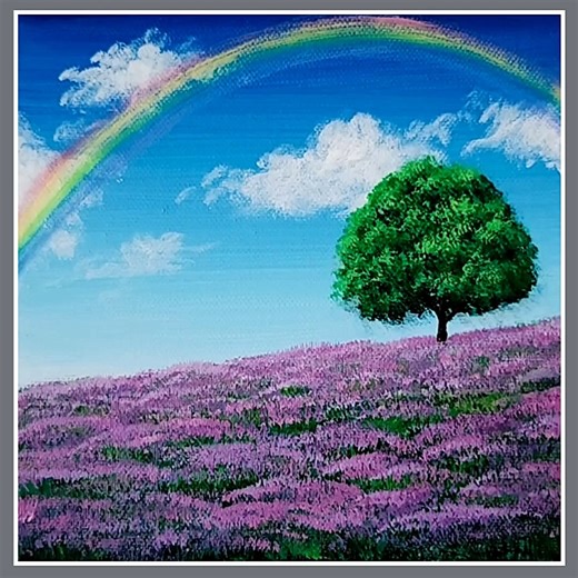 17K views · 435 reactions | acrylic painting lavender flower garden color used : cobalt blue, cerulean blue, white, cyanine green, yellow ochre, yellow, brilliant purple, magenta, burnt sienna, black canvas : 19cm x 19cm #acrylicpainting #artwork #painting #landscapepainting #fbpost | El Drawing Arts | Facebook