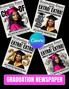 Editable Graduation Newspaper Templates (4) | Class of 2025 | Canva Digital Download | Senior Year Recap Printable - Etsy