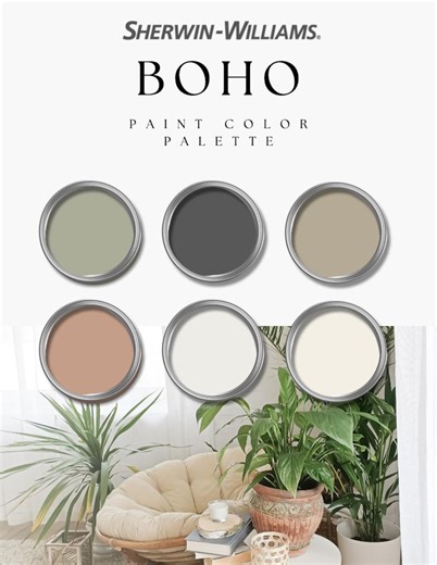 Boho Paint Color Palette | Digital Download | Sherwin-williams Colors | Interior Design Paint Guide | Bohemian Home Color Scheme - Etsy UK