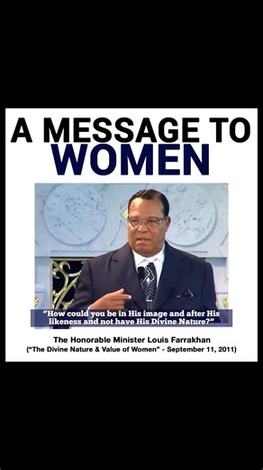 “He created nothing in His image or likeness but the human being, so how could you be in His image and after His likeness and not have His Divine Nature?”—The Honorable Minister Louis Farrakhan #Farrakhan #Women #BlackWomen #divinity #NationOfIslam #MasterFardMuhammad #ElijahMuhammad #communitymessage #CommunitySpirit | The Nation of Islam