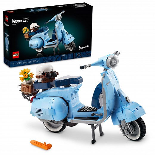 LEGO Icons Vespa 125 Model Building Kit - Vintage Italian Scooter DIY Craft Kit for Adults, Ages 18 - Unique Gift Idea - Includes Kickstand for Easy Display - 10298