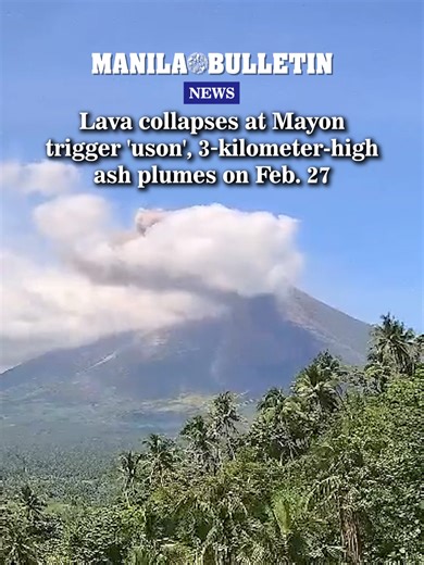 The Philippine Institute of Volcanology and Seismology (Phivolcs) reported two pyroclastic density current (PDC) events, or “uson,” at Mayon Volcano on Friday, Feb. 27, following collapses from lava flows along the Bonga Gully. (Video courtesy of DOST-PHIVOLCS) #ManilaBulletin #MB #News #NewsPH