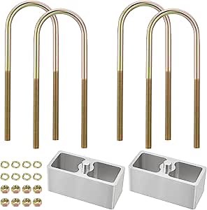 2-1/2 inch Universal Leaf Spring Lowering Block Kits, 5" Length x 2-1/3 Width Blocks, with 4 Pack Heavy Duty Galvanized U-Bolts