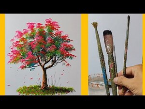 Detailed Green Tree With Blossoms Tutorial | Easy Brush Techniques for Beginners