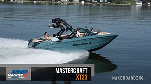 The midsize MasterCraft XT23 is a versatile wake boat that offers a full-size watersports adventure. Learn more: https://www.wakeboardingmag.com/boats/2025-mastercraft-xt23-wsbbg/ | Wakeboarding Magazine