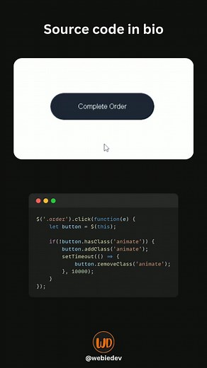 Coding Prodigy • Programming on Instagram: "COMPLETE ORDER BUTTON 🚛 Full source code in bio 📌 Follow for more amazing content! 🚀 @webiedev @webiedev #html #css #htmlcss #cssanimation #animation #completeorder #orderbutton #buttonanimation #buttonhover #reactjs #javascript #codingtutorials #100daysofcode"