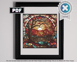 Autumn Orchard Stained Glass Cross Stitch Pattern - Etsy