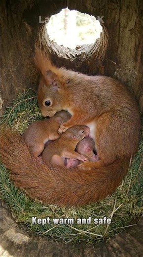 A Hidden Camera Filmed a Red Squirrel Raising Her Babies 🐿️ #shorts