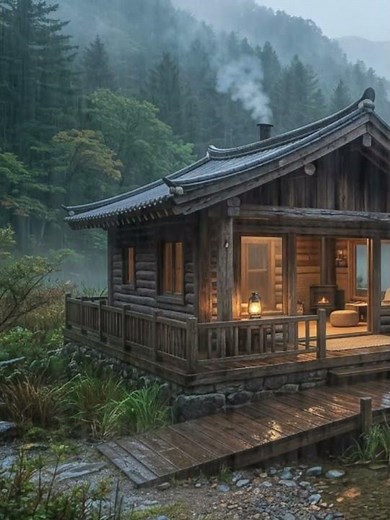 호숫가 오두막의 비 오는 밤 A Rainy Night at the Lake Cabin#RainSounds #HealingRain