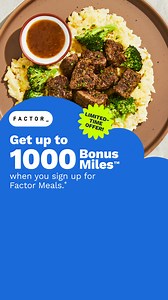 Nutritious Eating Just Got Easier with Factor Meals​​​! Get up to 1,000 AIR MILES Bonus Milesᵀᴹ when you sign up for Factor Meals.* Use Promo Code AIRMILES1000 at check-out. Terms apply. Offer Ends Dec 31, 2026. | AIR MILES Canada | Facebook