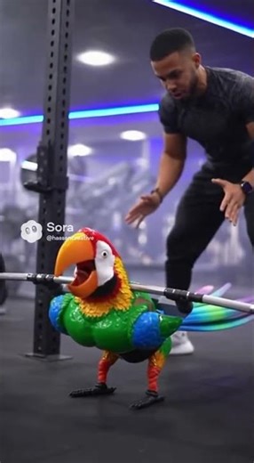 Parrot Working Out in the Gym | Trainer Shocked! | Funny AI Cartoon | Little World#viral #funny