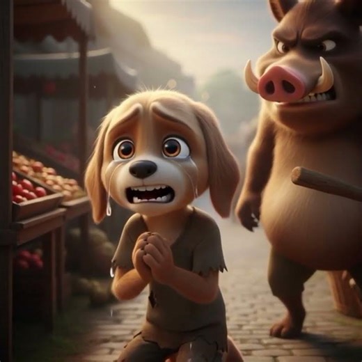 A poor dog and her sister early morning vagetable market 🥒🥦 #cartoon #story