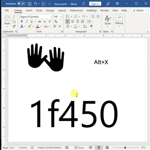 MS Word में 'पंजा' (Hand) का सिंबल बनाना सीखें! 🖐️ | #Shorts #MSWordTricks