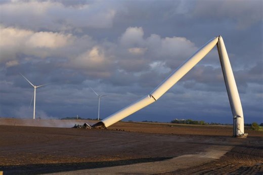 Wind towers crumpled after Iowa wind farm suffers rare direct hit from powerful twister - World News