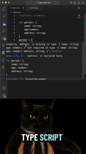 optional properties in TypeScript #typescript #javascript #fypyoutube #coding #programming