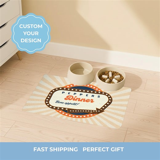 Custom Dog Mat, Personalized Waterproof Non-slip Pet Feeding Placemat for Food and Water Bowls - Etsy