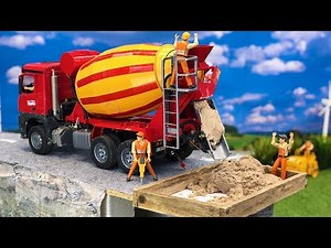 Amazing RC Concrete Mixer Truck Bruder at RC Construction site!