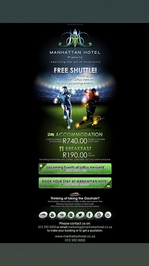 https://manhattanhotel.co.za/newsletters/2023FreeLoftusShuttle/ FREE Shuttle to-and-from Loftus for all staying Guests! #hotel #shuttle #accommodation