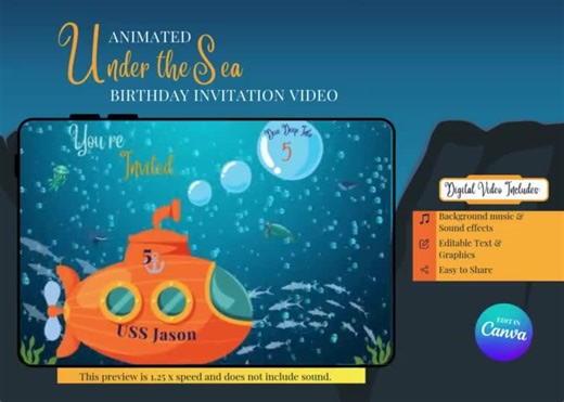 Animated Under the Sea Birthday Invitation Video: Ocean Party Evite (digital Download) - Etsy