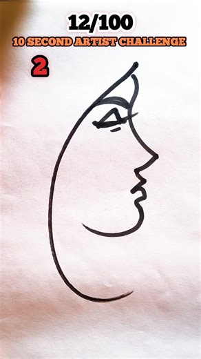 Day "12/100" 10 second face drawing challenge! ✏️🔥Super fast sketch — try it yourself and tag me