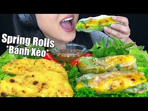 ASMR SPRING ROLLS VIETNAMESE CREPE (Eating Sounds) | Bánh Xèo Pancake | *No Talking* ASMR Phan