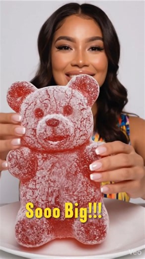 Crunchy Giant Gummy Bear Challenge #shorts #candy #mukbang #ai #satisfying