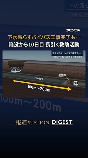 下水減らすバイパス工事完了も… 陥没から10日目 長引く救助活動 #報道ステーション #TikTokでニュース