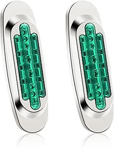LED Side Marker Lights,16-LED Oval Clearance Position Lamps Side Light Exterior Cab Light with Chrome, Universal for Truck Tractor RV Motorhome Cars, Green, 2PCS