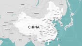 China Map. Zoom on World Map. Animated Vector Map of the China. 4K...