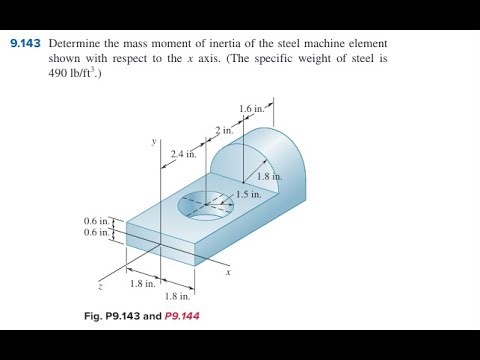 Determine the mass moment of inertia of the steel machine element shown with respect to the axis. (T