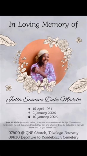 Gogo Masego Funeral Arrangement Announcement