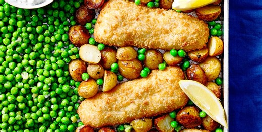 Grown-up fish finger traybake recipe
