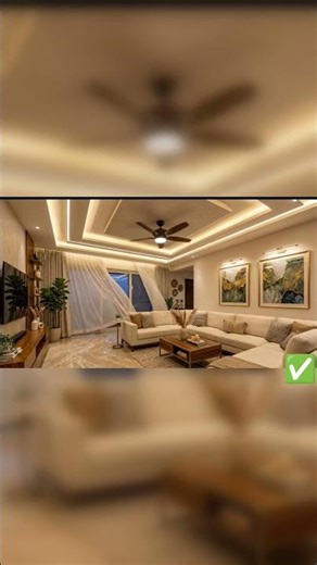 Modern Living Room False Ceiling Design with LED Strip Lights & Accent Wall #largeroom