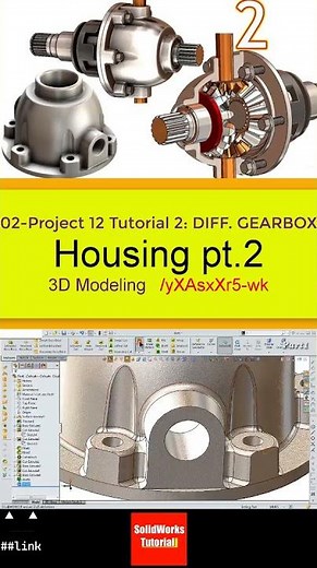 2- 3D Draft | Differential Gearbox |: Housing pt.2 #3d #solidworks #tutorial #cad #drawing