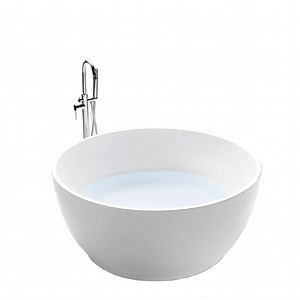 [Hot Item] Modern Round Freestanding Bath Tub with Deep Soaking Design and Smooth Finish