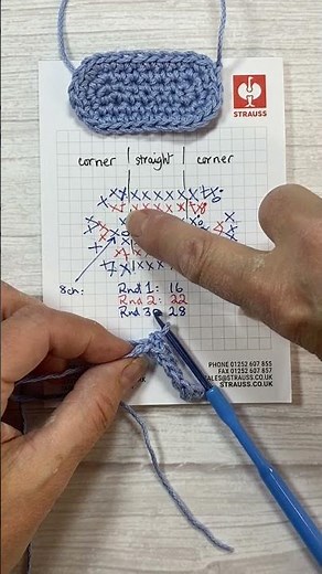 How to crochet oval shape - row 1 first corner part 4 - crochet tutorial