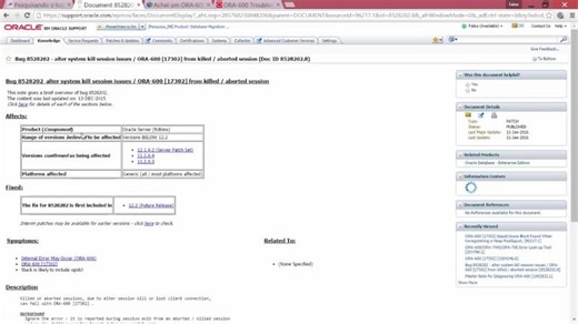 Como resolver erros do tipo ORA-00600 internal error code | Fábio Prado