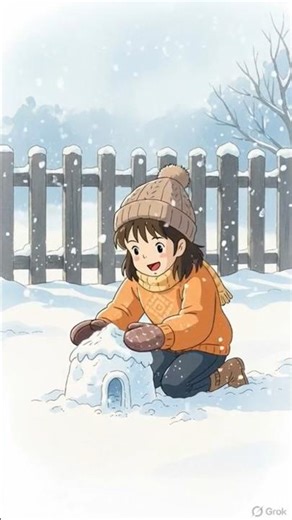 asmr cute girl playing with snow shorts|| #yt shorts #peaceful #gibhli #viral shorts #snowhut #rain