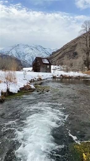 Winter Stream Scenery: Tranquil Water Amid the Snow