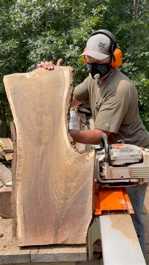 Chainsaw mill meets black walnut with TWO crotches 🤯 The grain and figure are unreal. This is why I love woodworking. Small logs can still make epic slabs! Woodworkers, what would you make?? Chainsaw milled with my @logosol_portable_sawmills F2 , ripping chain from Granberg International, and protected my lungs with the RZM3 from RZ Mask. Check out Granberg and RZ Mask’s websites and don’t forget to use my discount code to save money! Code- foxridgeslabs #ChainsawMill #Woodworking #LiveEdge #Bl