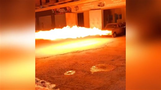 A Car with Flamethrowers Instead of Headlights
