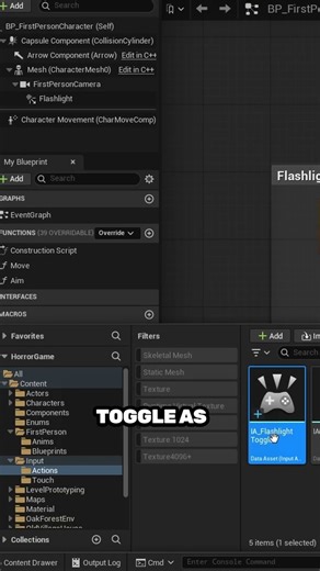 How To Setup A First Person Flashlight | Unreal Engine 5 #gamedevelopment #unrealengine