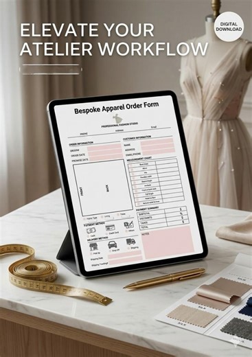 Editable Bespoke Apparel Order Form Template, Custom Clothing Measurement Chart, Fashion Studio Order Tracker, Tailor Invoice - Etsy