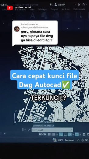 cara cepat kunci file dwg autocad✅ minusnya masih bisa di save as aja😁 #autocad #tutorial #trading