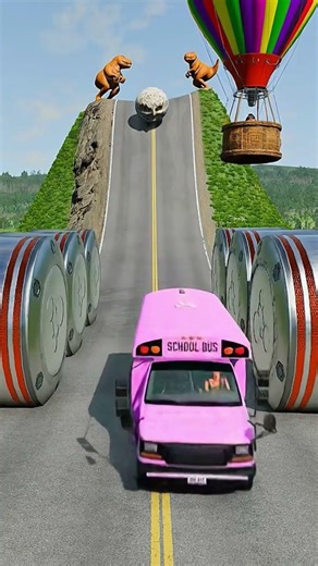 Car & School Bus vs Hydraulic Crush in the game BeamNG.drive