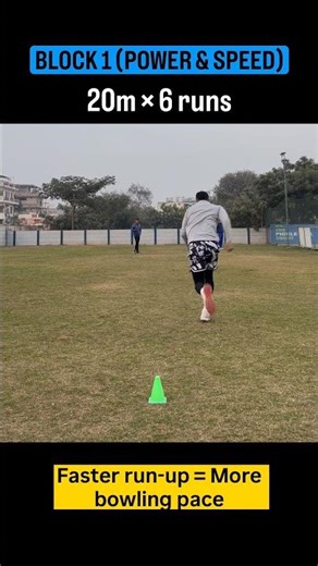 Fast Bowlers STOP Long Running ❌ | Do This 20m Sprint Training for More Pace ⚡ #fastbowlertraining