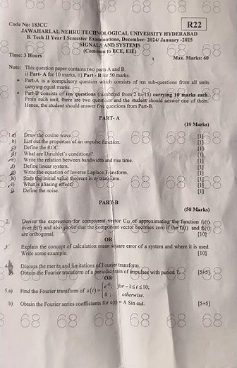 #SS #signals and systems previous year question paper JNTUH R22 #ece #previousyearquestions 🗞️🗞️