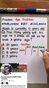AGE PROBLEM‼️🥰 #maths #teachermario #mathtutor #mathtricks #virals #viralvideoシ #fbviral #CSEreview #LETreview #reelsfypシ Part 2 | Math Teacher Mario