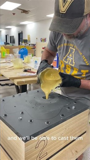 Making 60 football helmets by casting foam