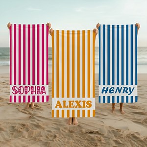 Striped Personalized Beach Towel: Custom Party & Vacation Gift - Etsy